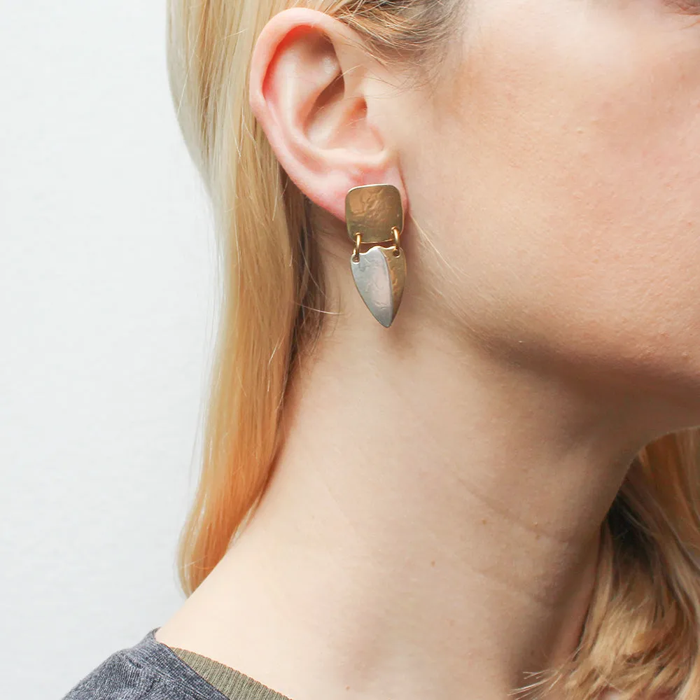 Rounded Square with Overlapping Leaves Post Earrings