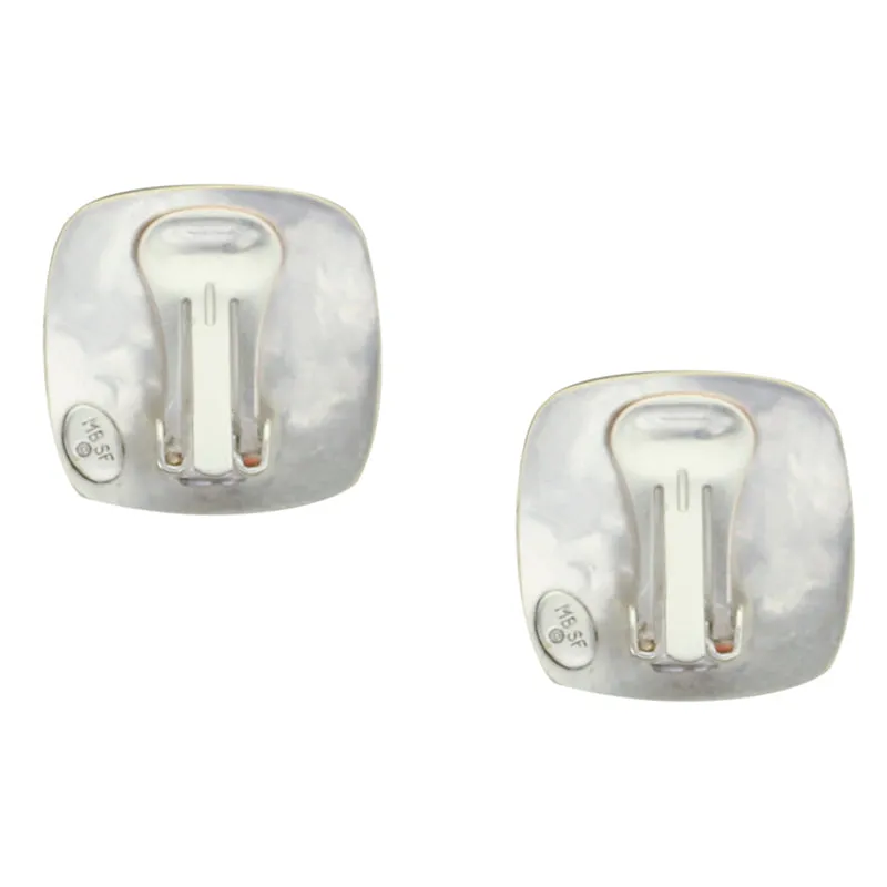 Rounded Square with Rings Clip or Post Earring