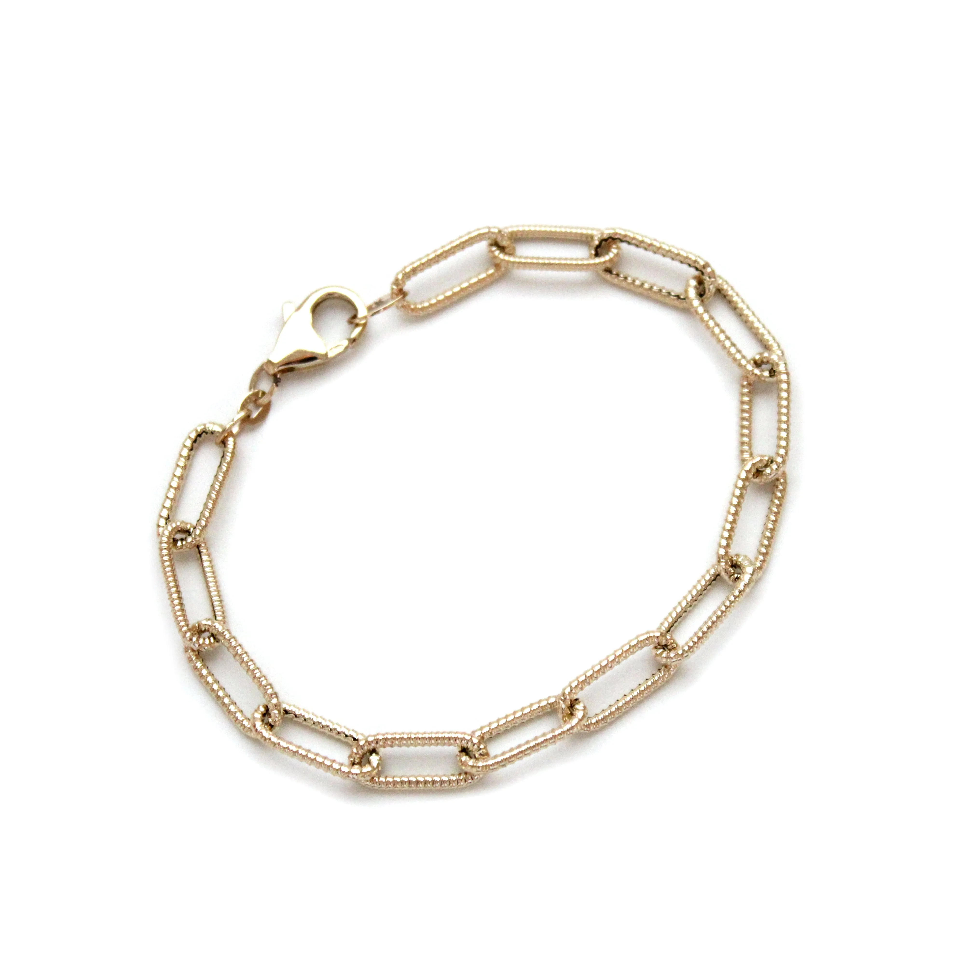 Rounded Textured Paperclip Bracelet
