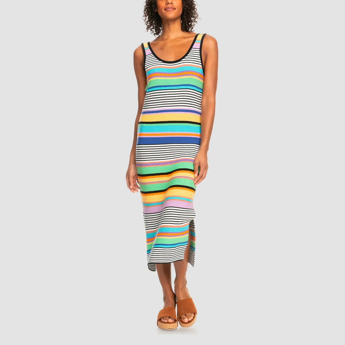 Roxy Sunshine Bouquet Strappy Dress Anthracite Good Vibration - Womens