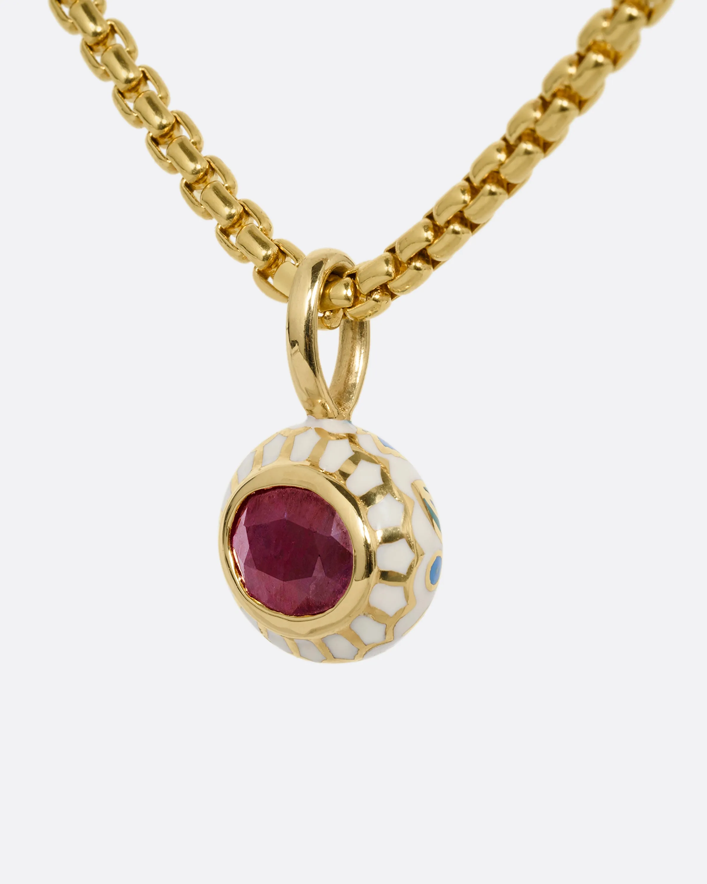 Ruby and Enamel Pendant Necklace