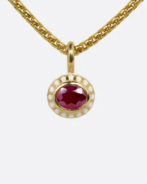 Ruby and Enamel Pendant Necklace