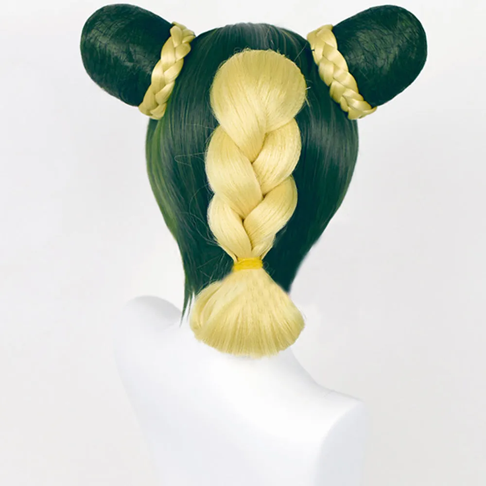 Rulercosplay Anime JoJo's Bizarre Adventure Kujo Jolin Golden Green And Yellow Medium Cosplay Wig