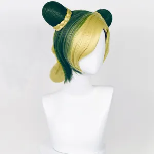 Rulercosplay Anime JoJo's Bizarre Adventure Kujo Jolin Golden Green And Yellow Medium Cosplay Wig