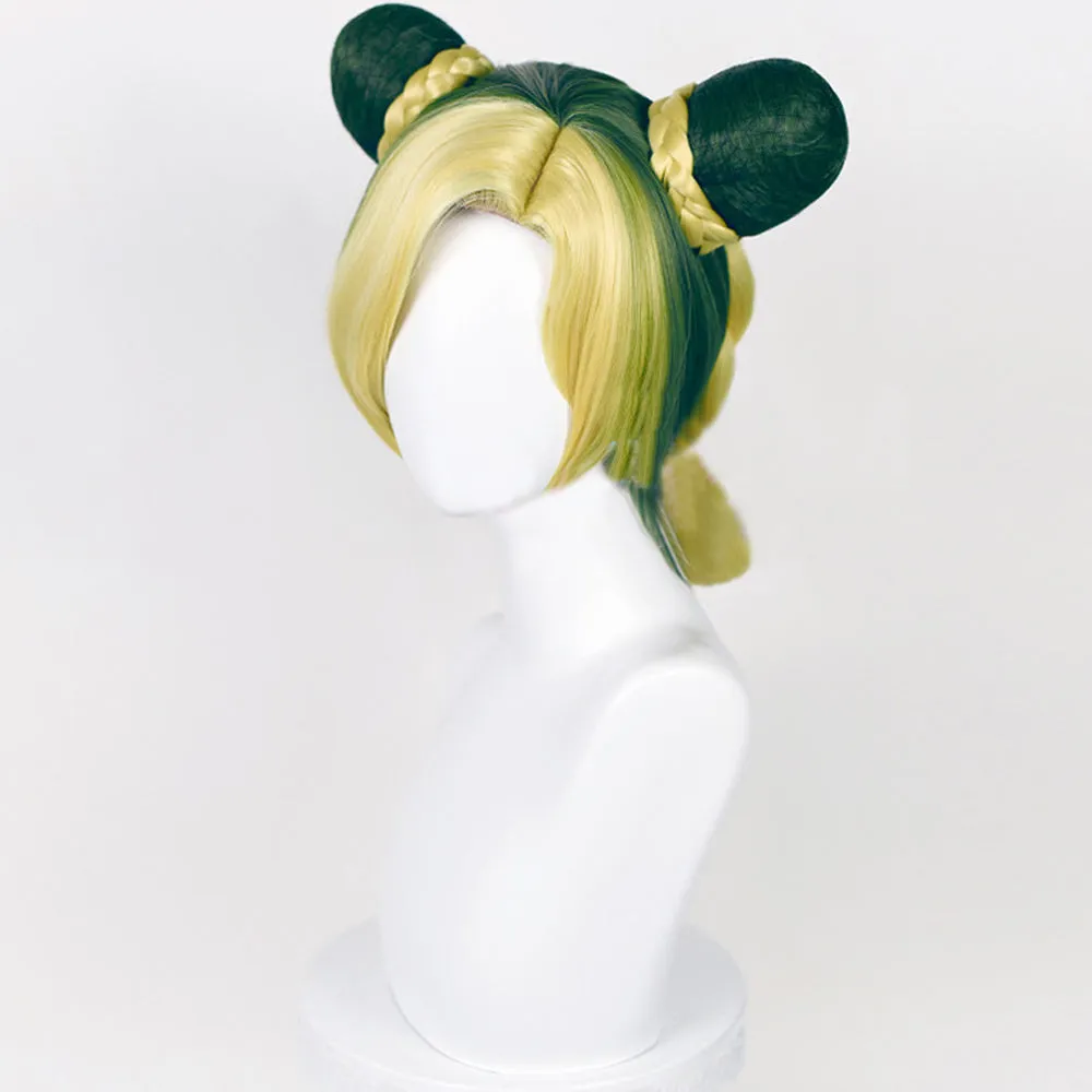 Rulercosplay Anime JoJo's Bizarre Adventure Kujo Jolin Golden Green And Yellow Medium Cosplay Wig