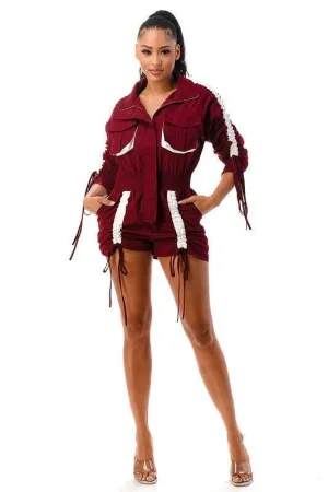 RUSHED UTILITY ROMPER