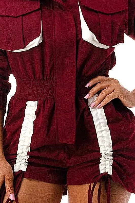 RUSHED UTILITY ROMPER