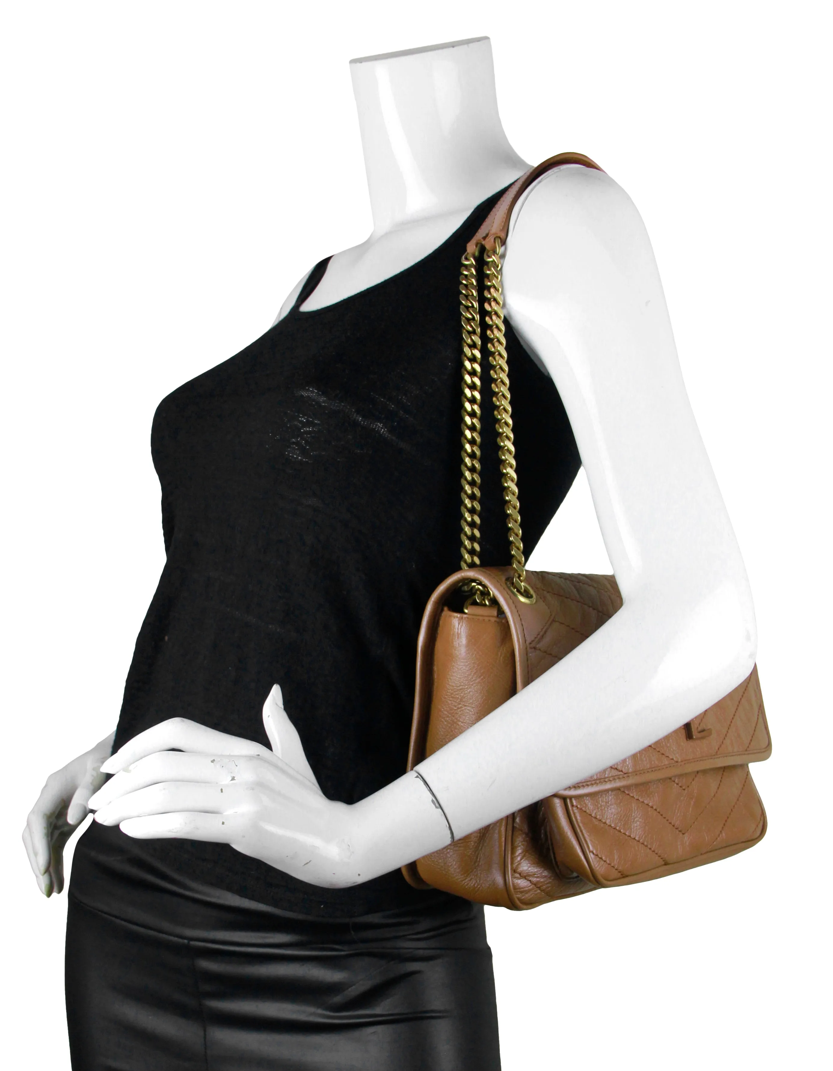Saint Laurent Caramel Calfskin Medium Niki Chain Shoulder Bag