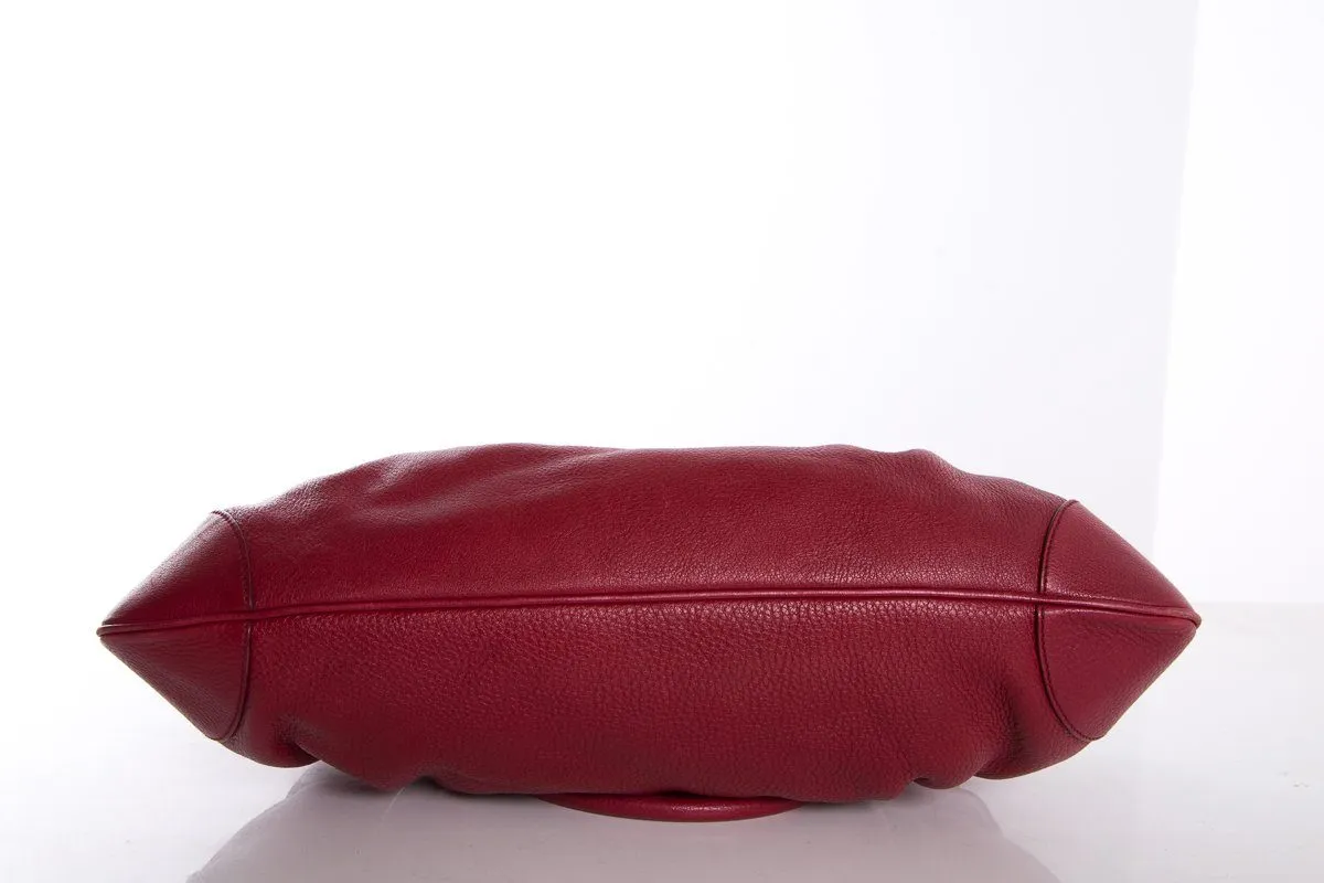 Salvatore Ferragamo Red Grained Leather Handle Bag