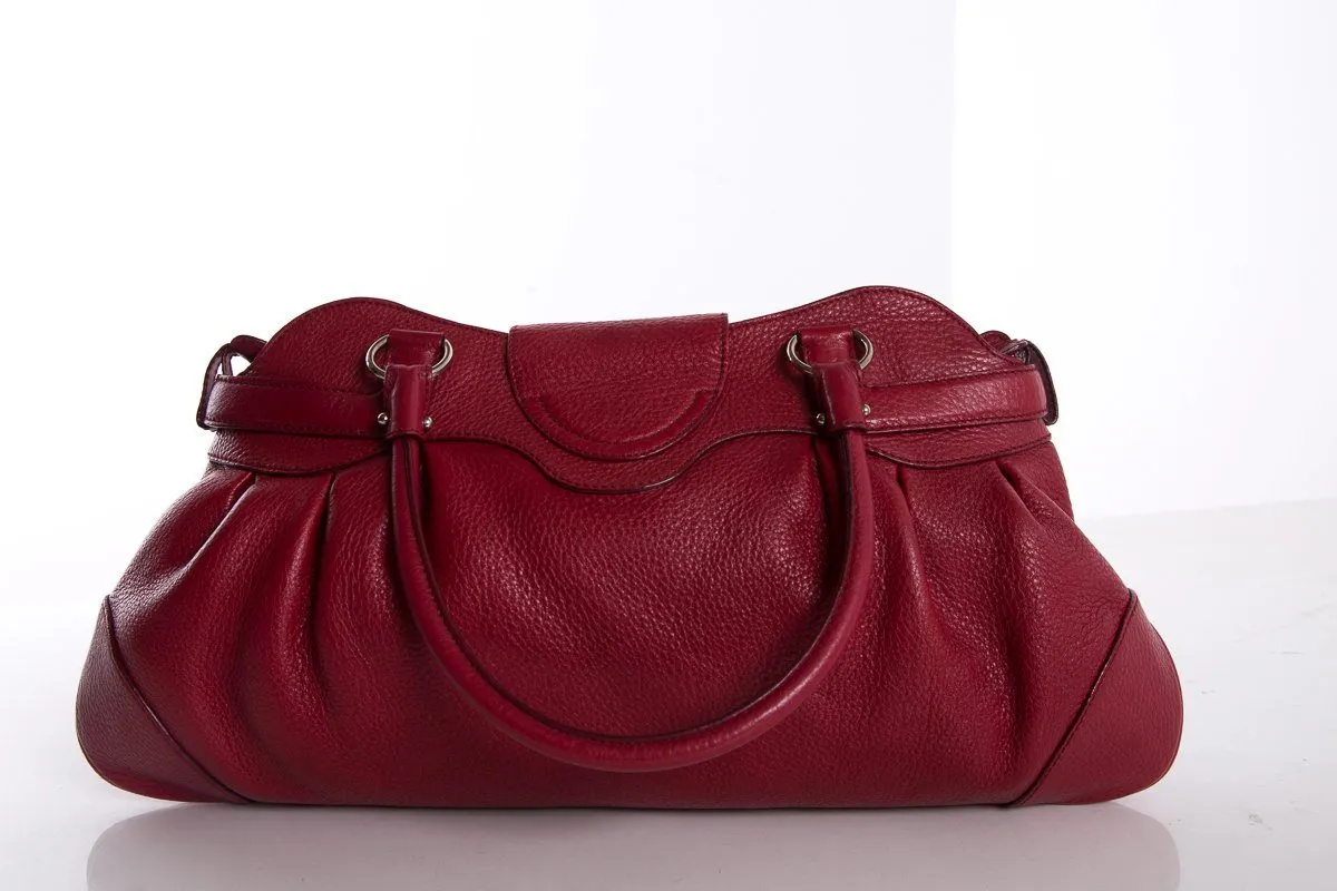Salvatore Ferragamo Red Grained Leather Handle Bag