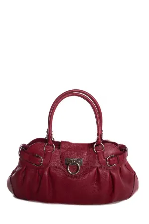 Salvatore Ferragamo Red Grained Leather Handle Bag