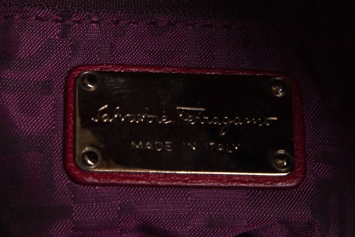 Salvatore Ferragamo Red Grained Leather Handle Bag