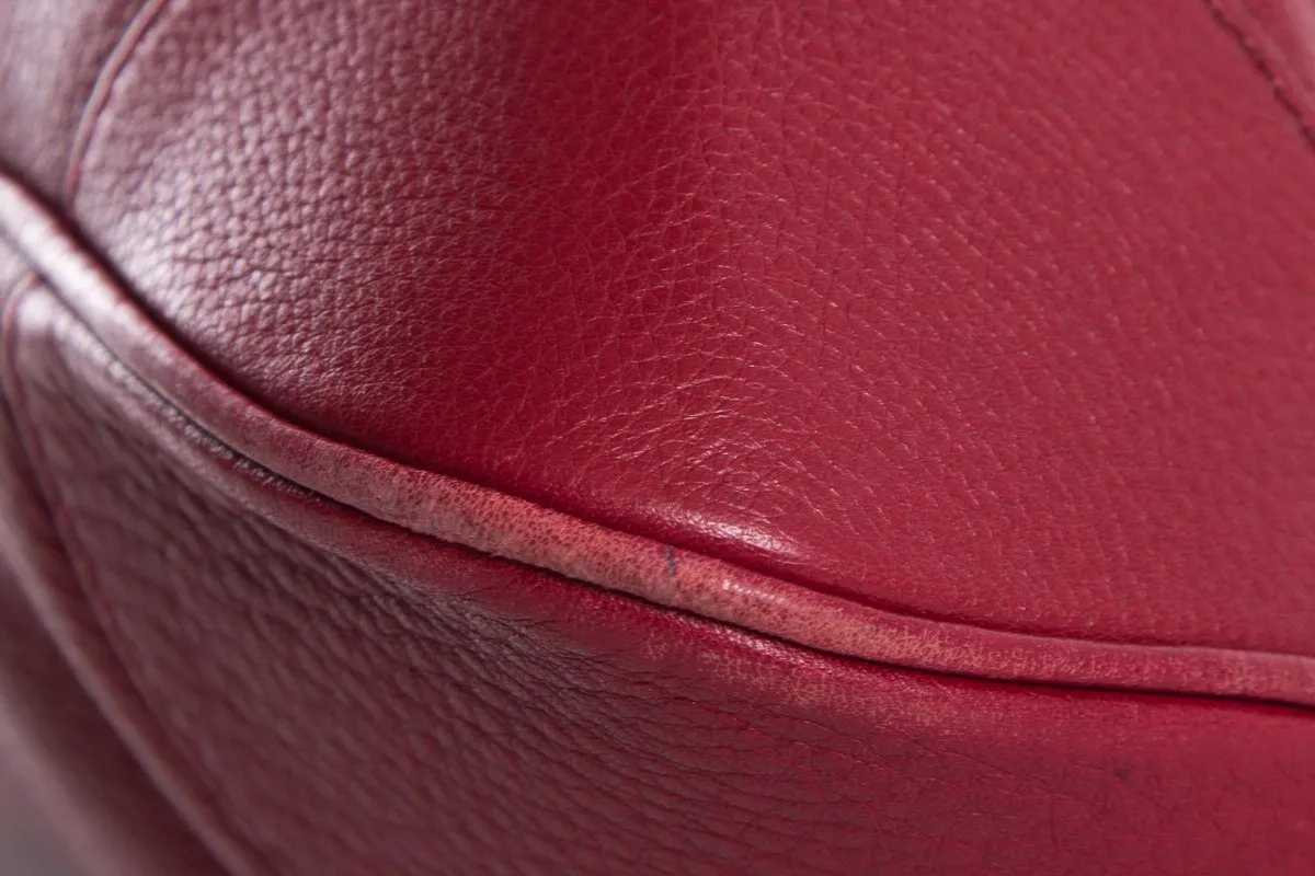 Salvatore Ferragamo Red Grained Leather Handle Bag