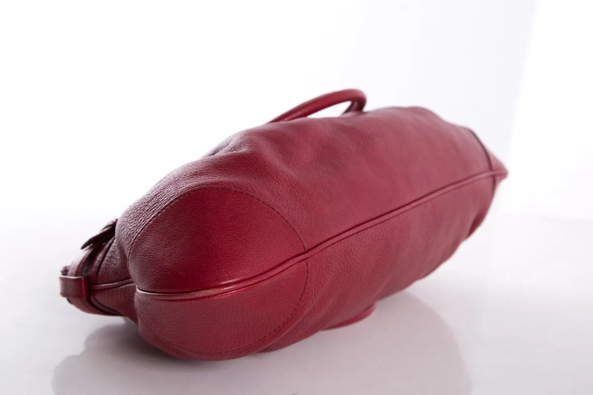Salvatore Ferragamo Red Grained Leather Handle Bag