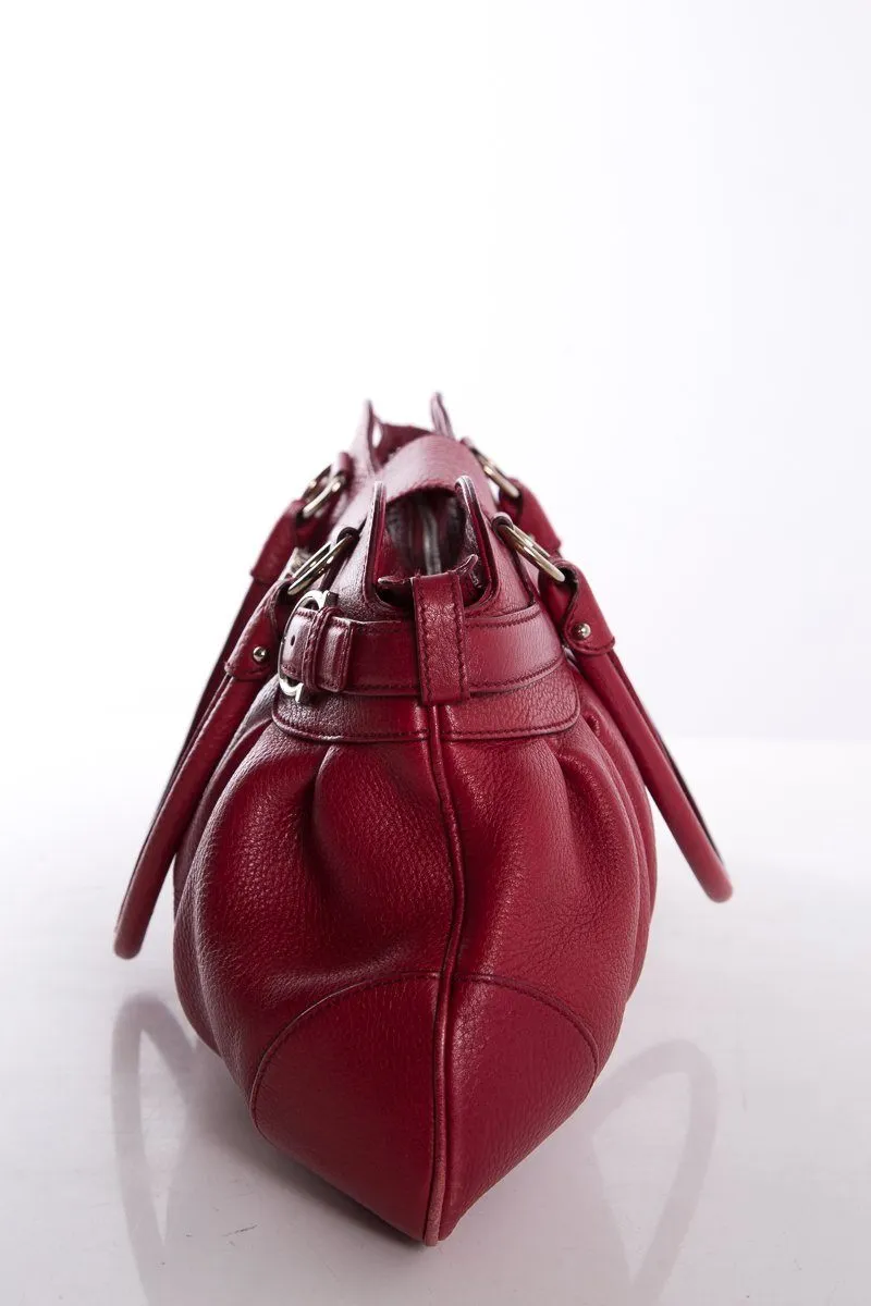 Salvatore Ferragamo Red Grained Leather Handle Bag