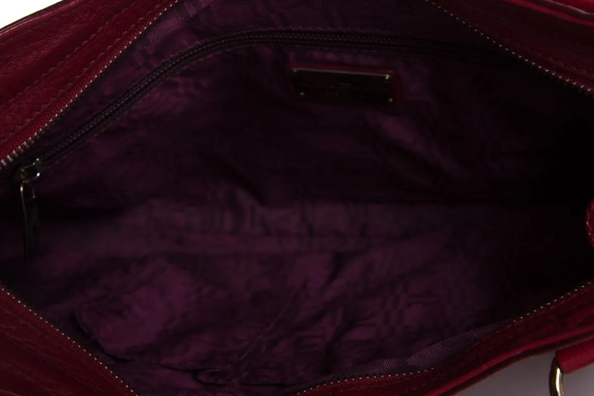 Salvatore Ferragamo Red Grained Leather Handle Bag