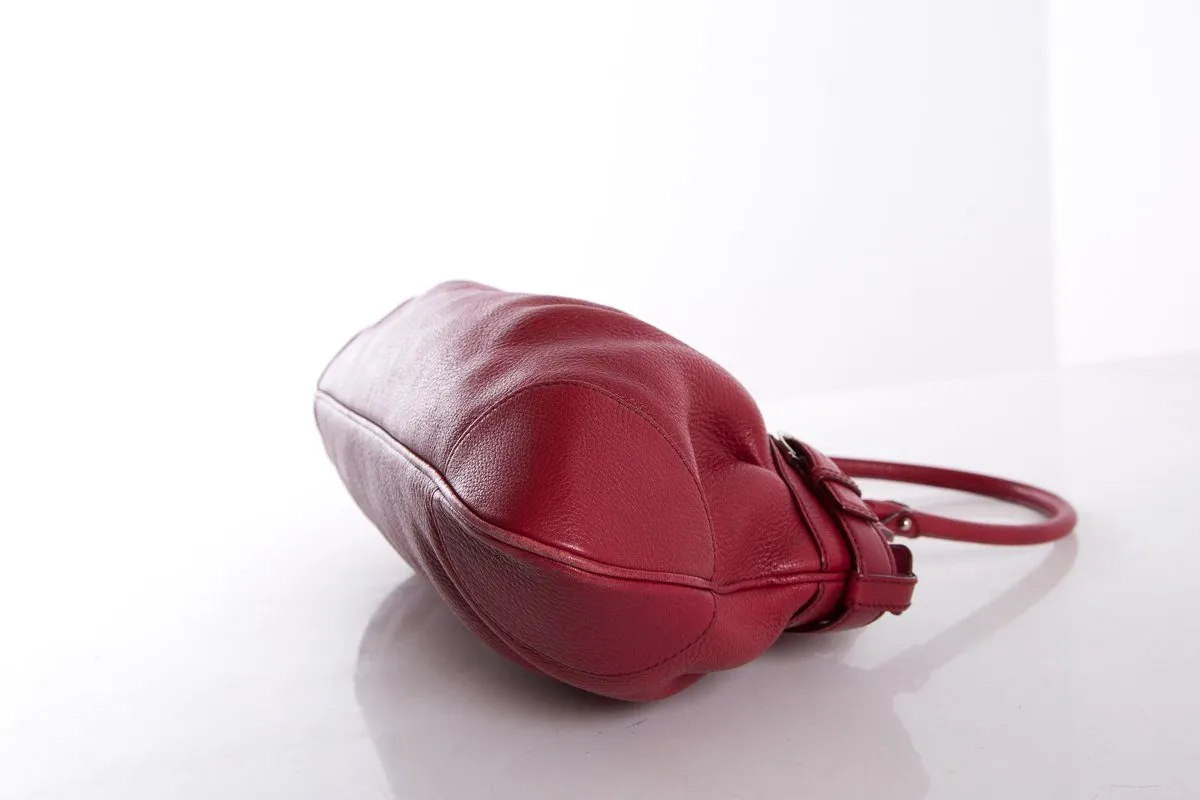 Salvatore Ferragamo Red Grained Leather Handle Bag