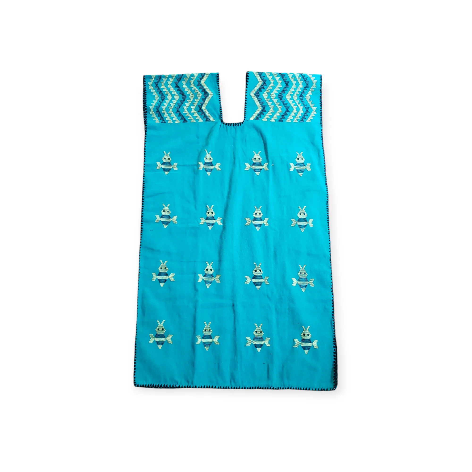 San Juan Colorado Huipil Dress - Blue with Bees