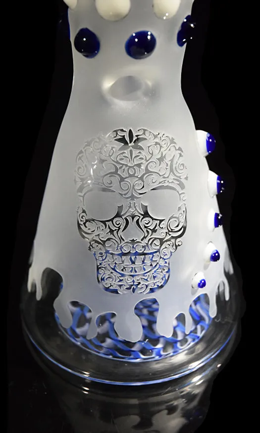 Sandblasted Skull Water Pipe by Phil Sundling & Flip Glass
