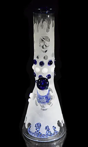 Sandblasted Skull Water Pipe by Phil Sundling & Flip Glass