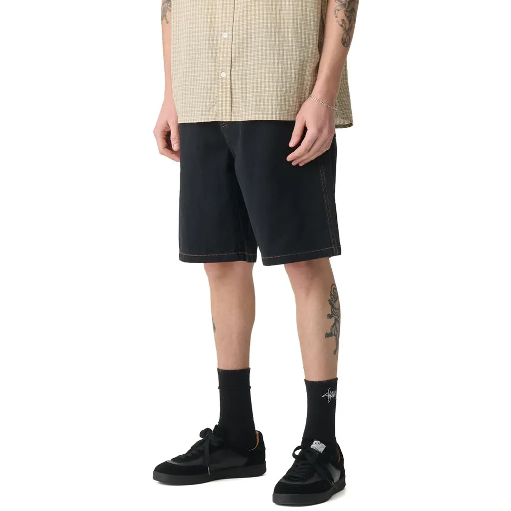 S/DOUBLE PRINT DENIM STANDARD SHORTS - DOUBLE DYE BLACK