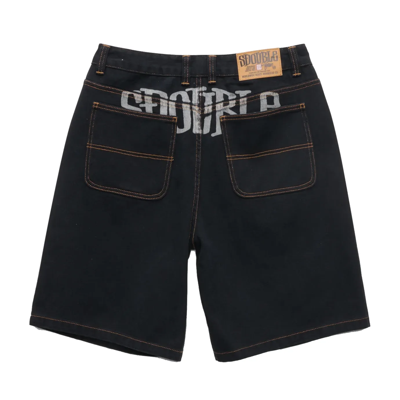 S/DOUBLE PRINT DENIM STANDARD SHORTS - DOUBLE DYE BLACK