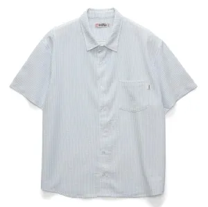 S/DOUBLE SEERSUCKER SUMMER S/S SHIRT - WHITE/BLUE STRIPE