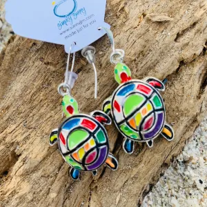 Sea Turtle Earrings, Enamel