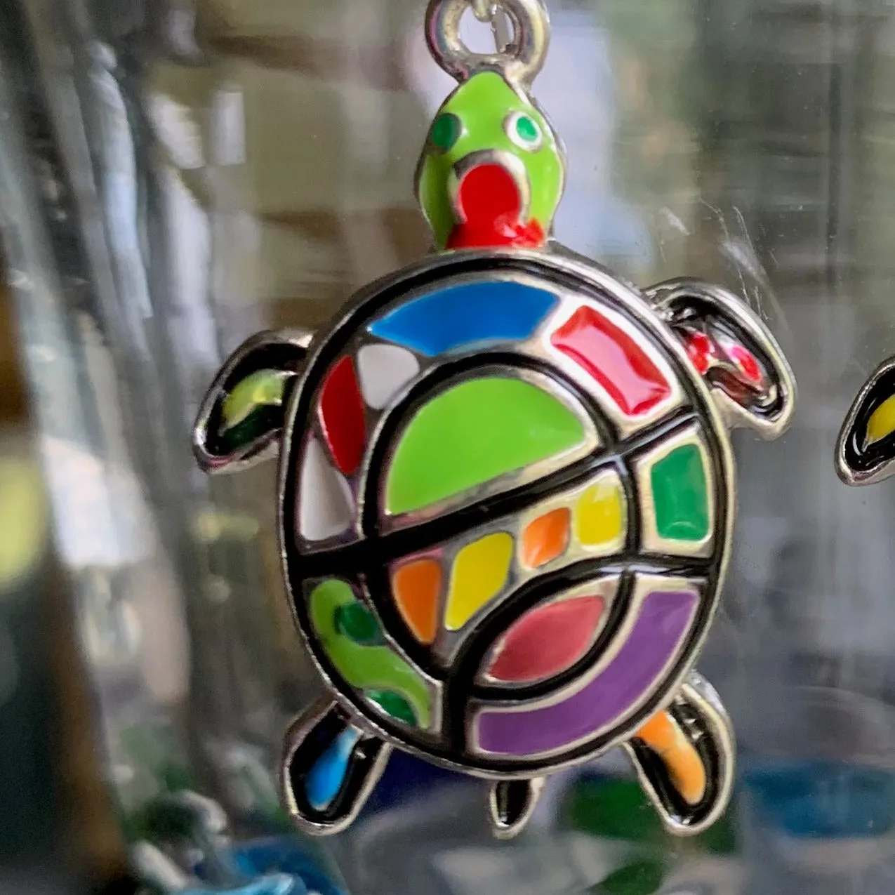 Sea Turtle Earrings, Enamel