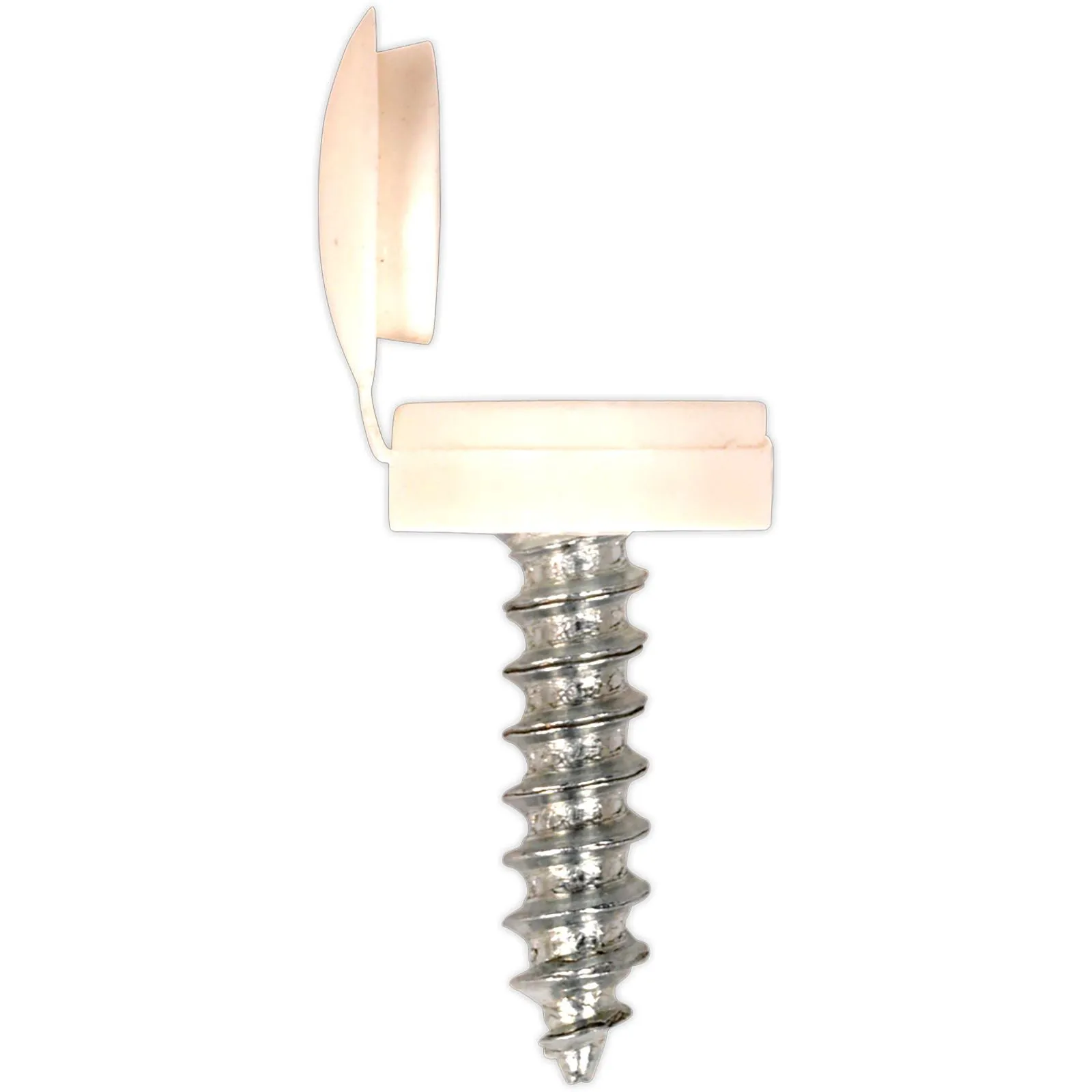 Sealey White Number Plate Screw & Flip Cap 4.2 x 19mm - Pack of 50