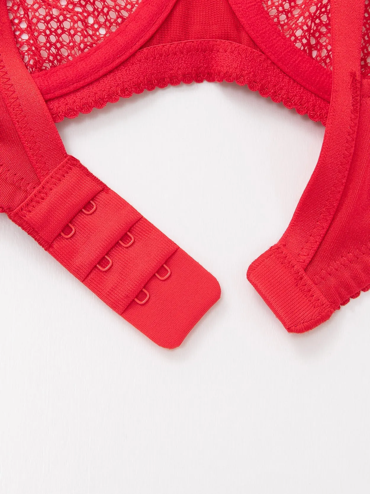 See Through 1/2 Cup Lace Underwire Demi Bra Lava Red