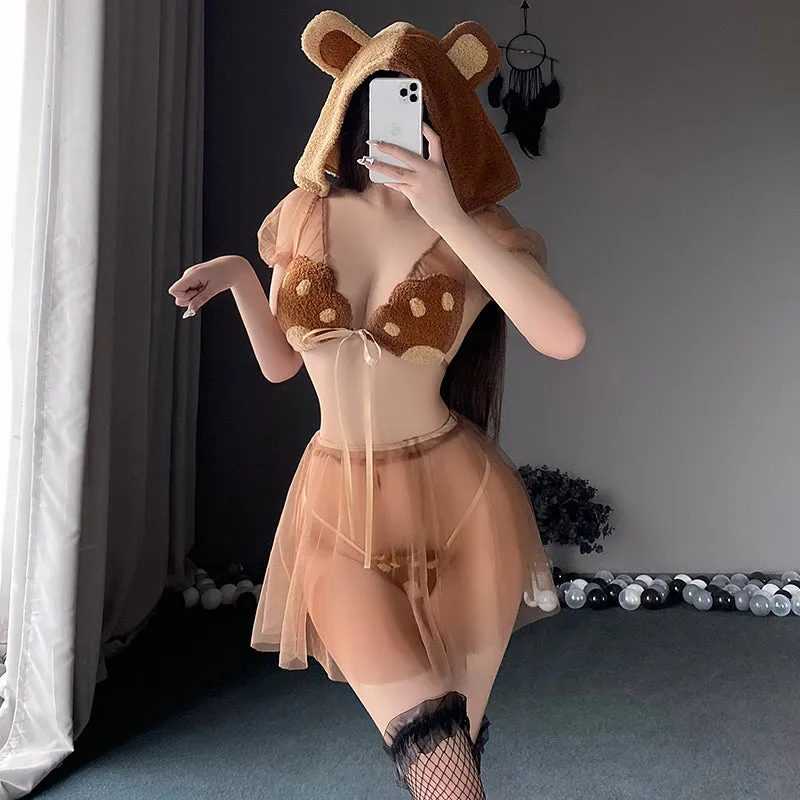 See-through cute bear uniform KF705801