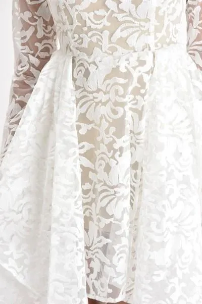 See Through Detailed Hi Lo Lace Plus Size Dress