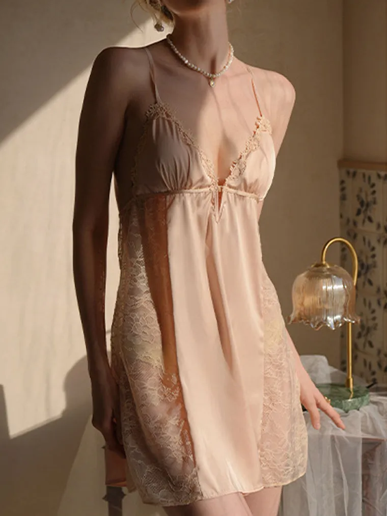 See Through Lace Detail Cross Back Slip
