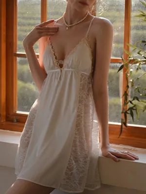 See Through Lace Detail Cross Back Slip