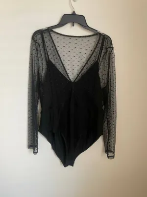 See through lace set bodysuit top
