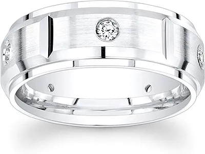 Segmented Men's Diamond Wedding Band-8mm