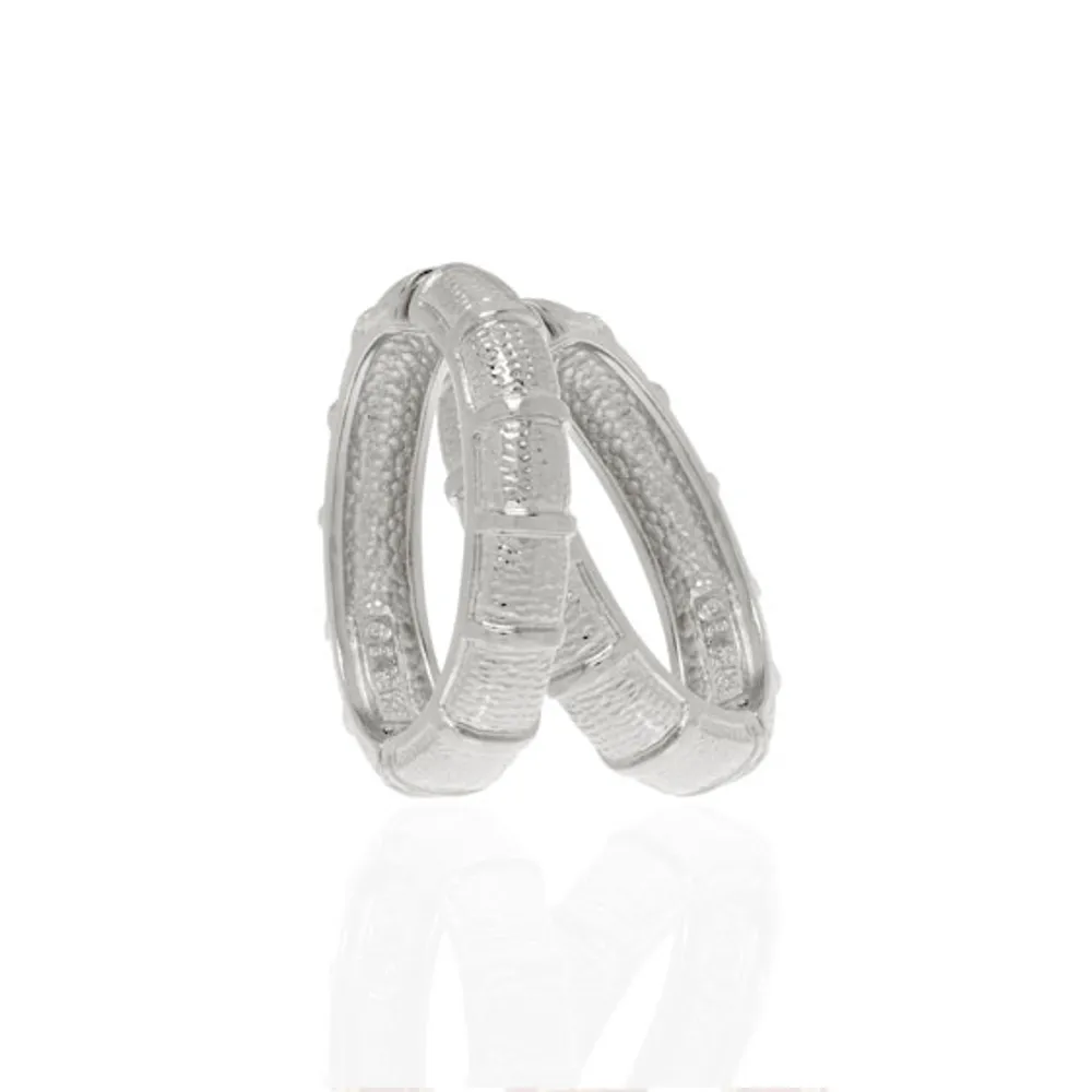 Segmented Silver Tone Hoop-Eze Earrings
