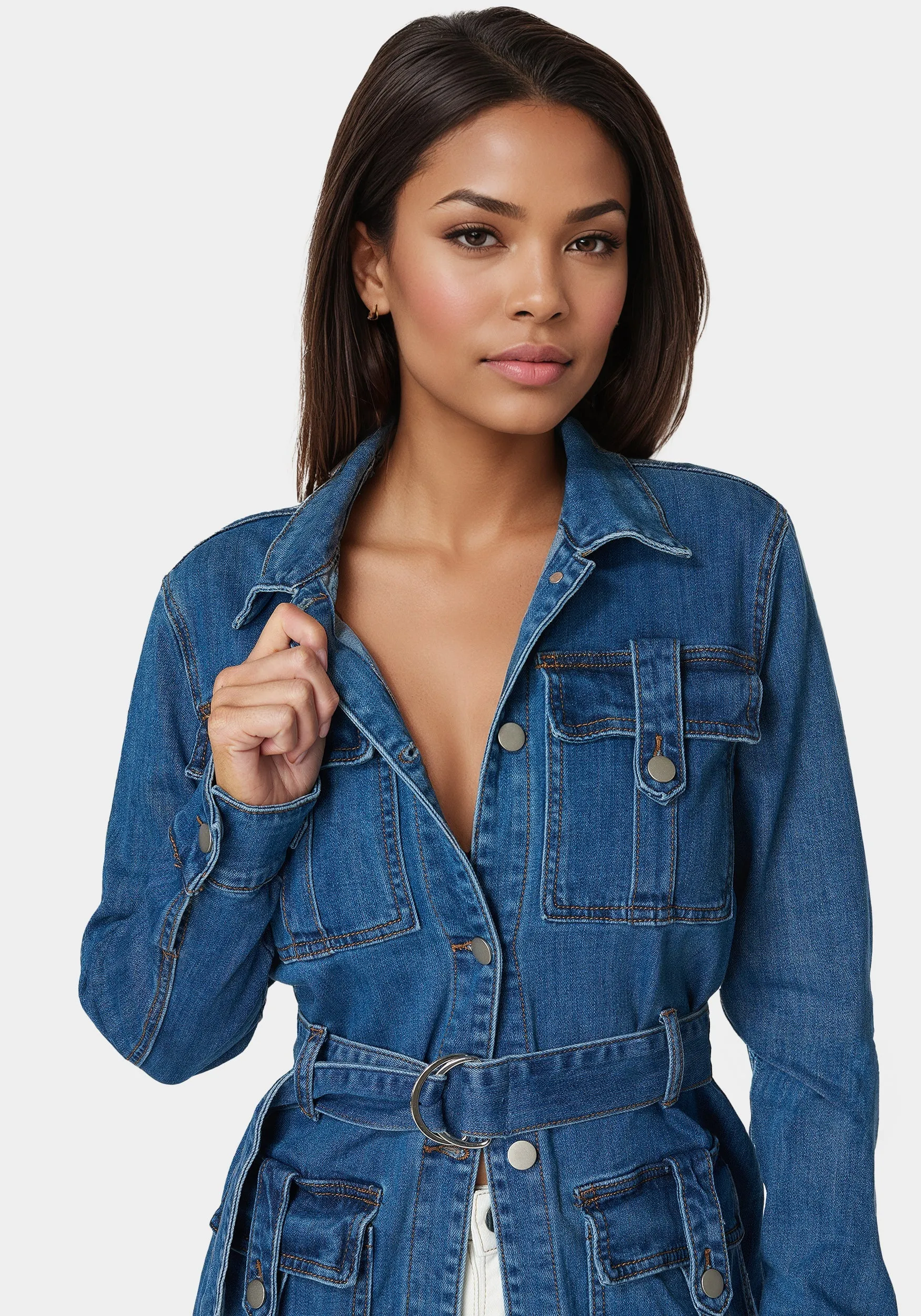 Semi Fitted Utility Denim Jacket