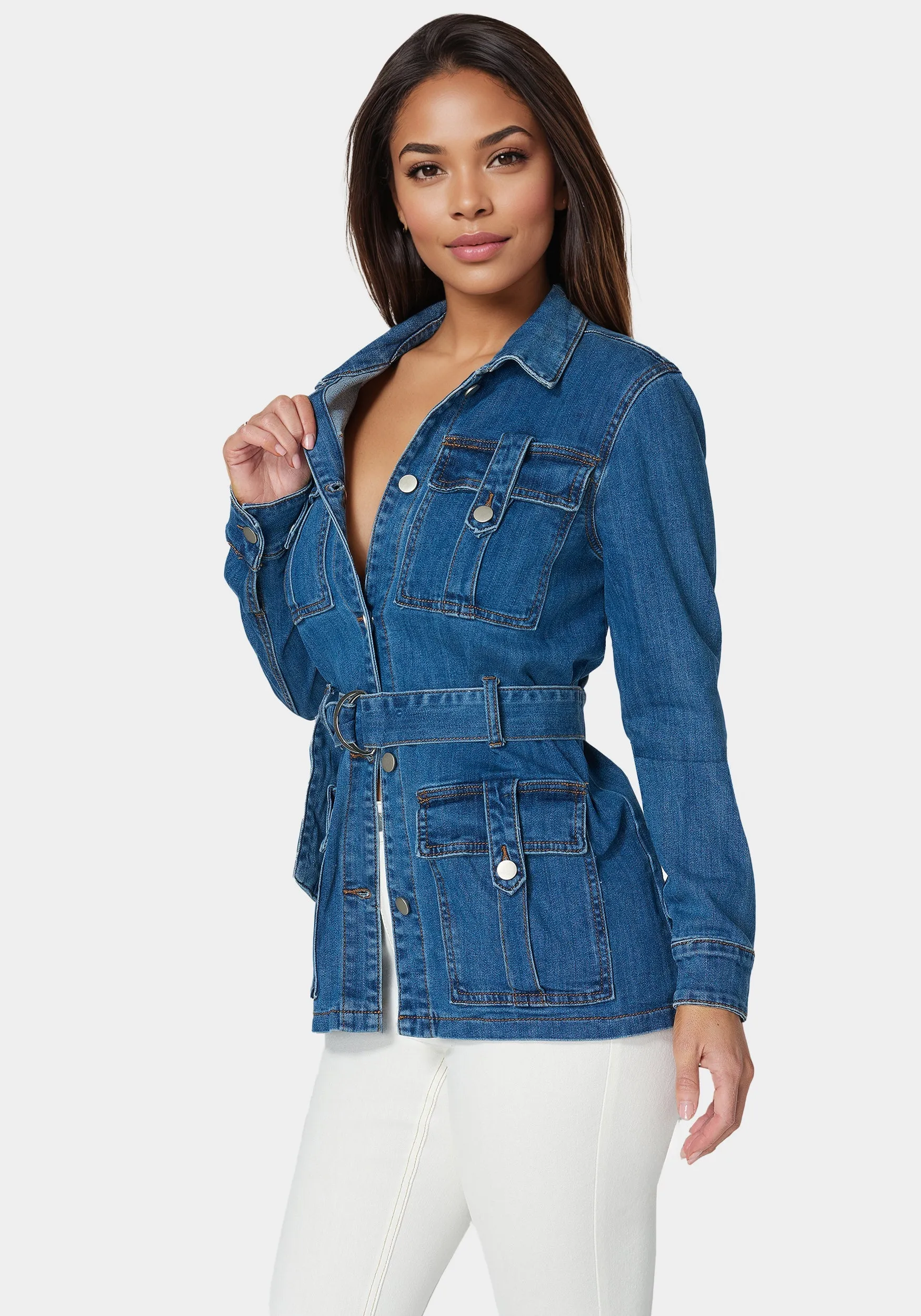 Semi Fitted Utility Denim Jacket