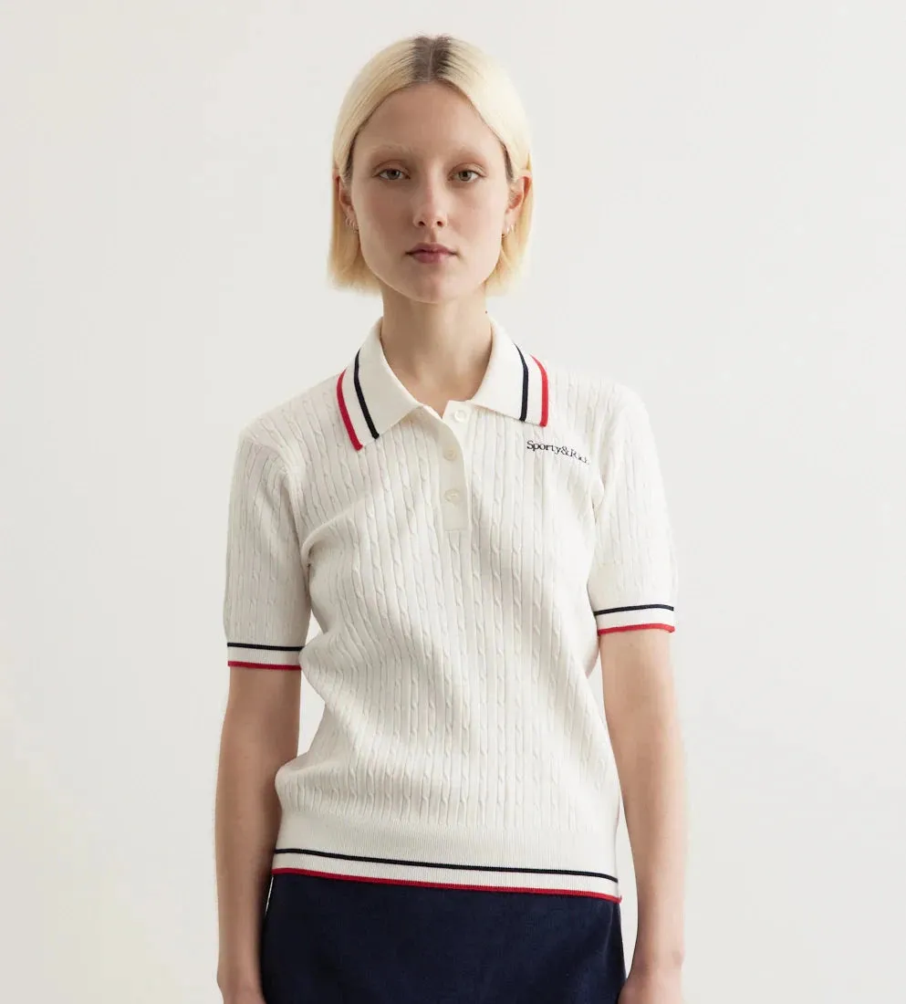 Serif Logo Mila Polo Short Sleeves - White