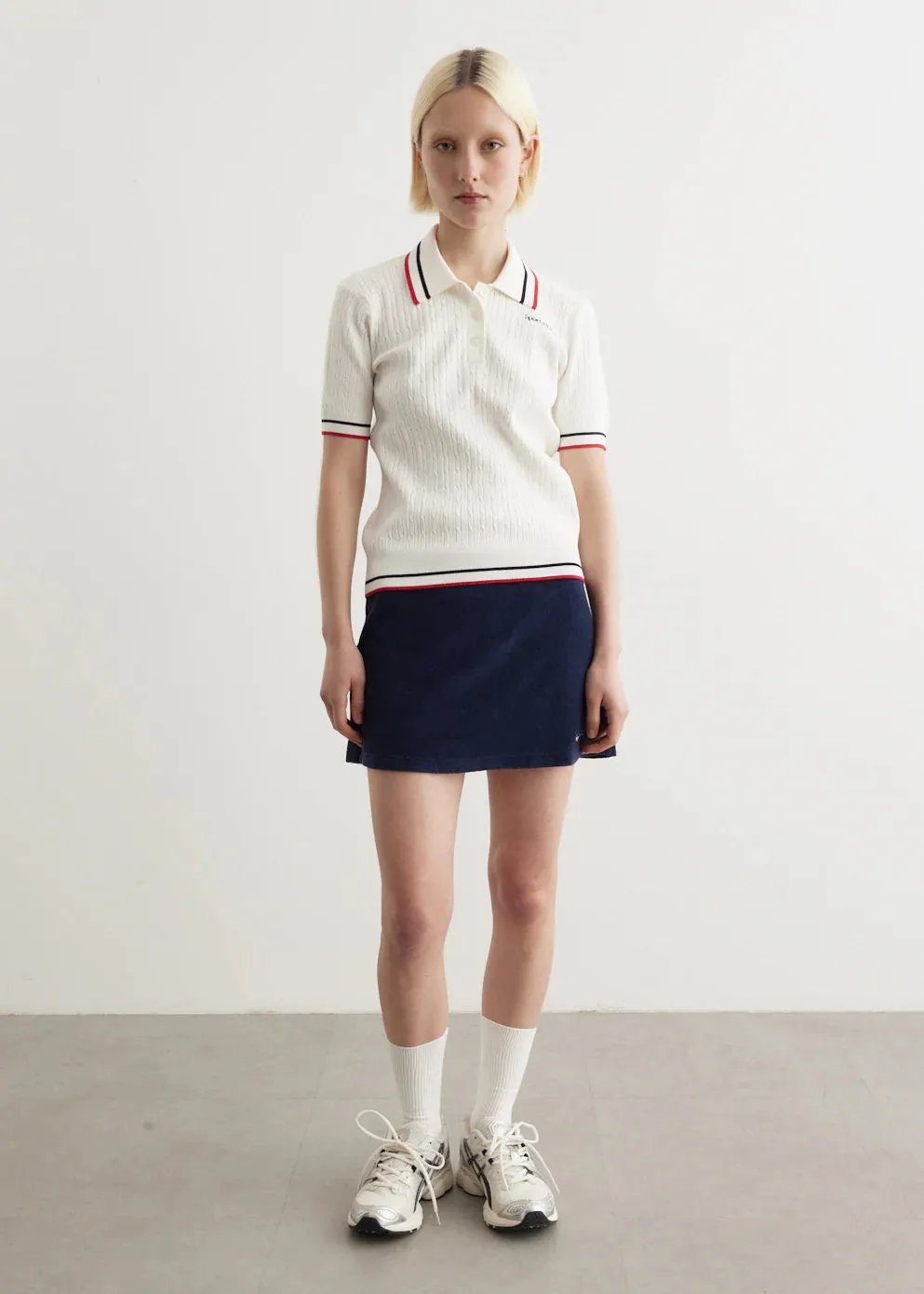 Serif Logo Mila Polo Short Sleeves - White