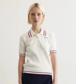 Serif Logo Mila Polo Short Sleeves - White