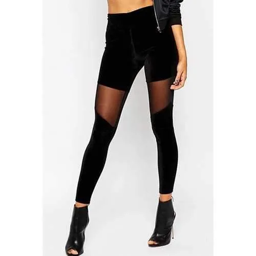 Sexy Black See-Through Leggings For Women - Black M