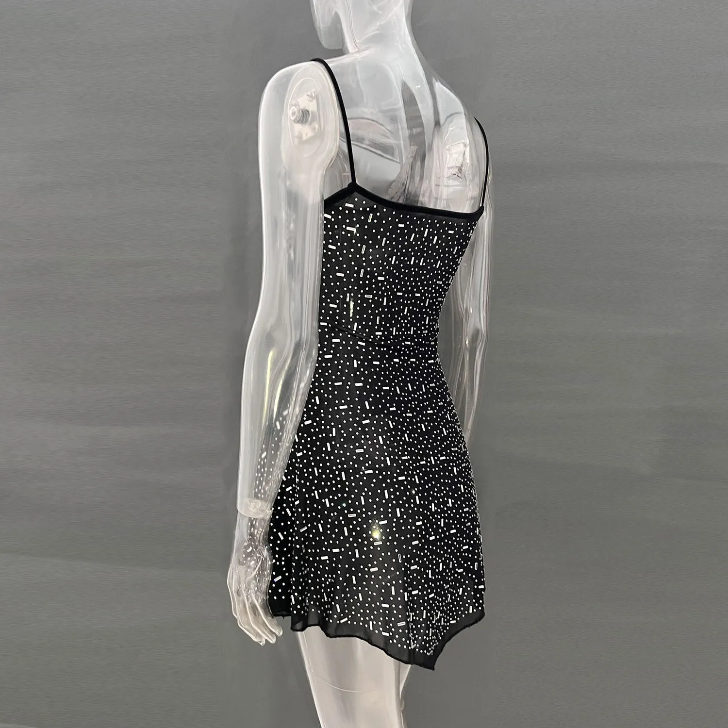 Sexy Diamond See Through Short Mini Party Dresses