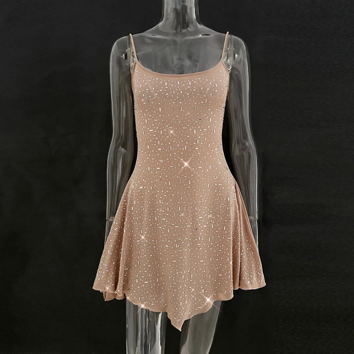 Sexy Diamond See Through Short Mini Party Dresses