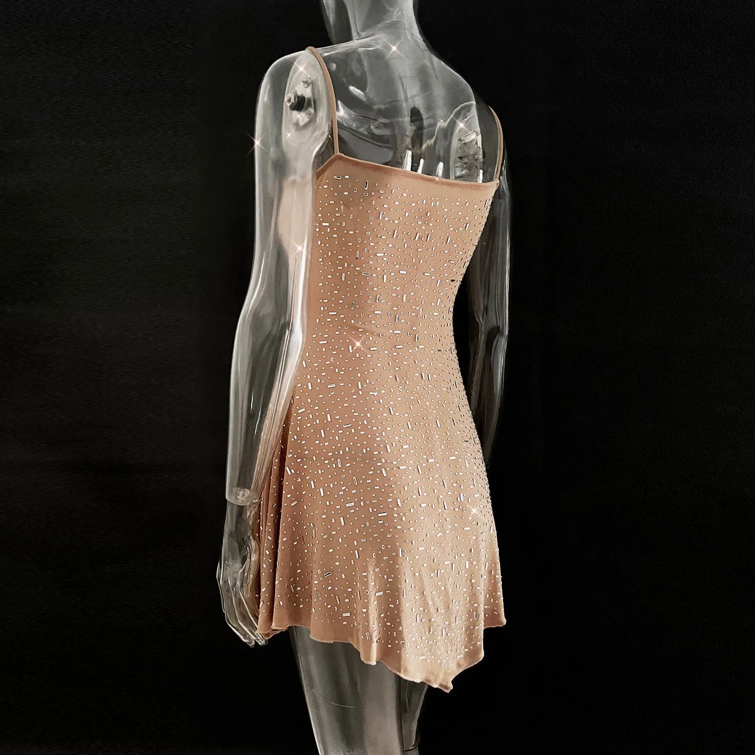 Sexy Diamond See Through Short Mini Party Dresses
