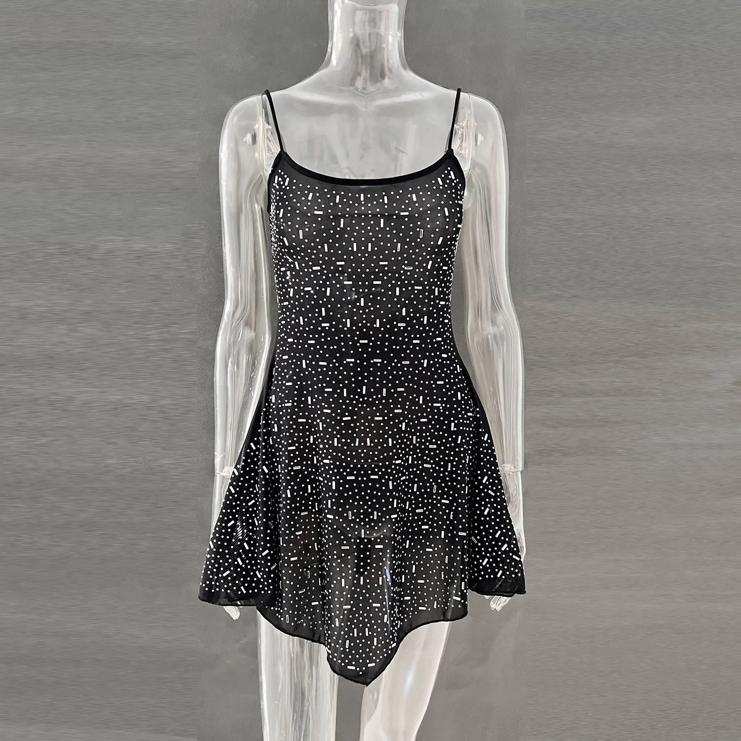 Sexy Diamond See Through Short Mini Party Dresses