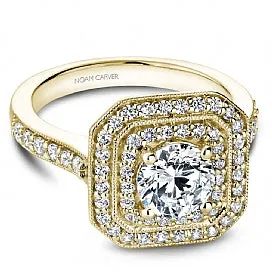 Shared Prong Halo Engagement Ring B181-01YM