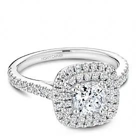 Shared Prong Halo Engagement Ring R051-05WM